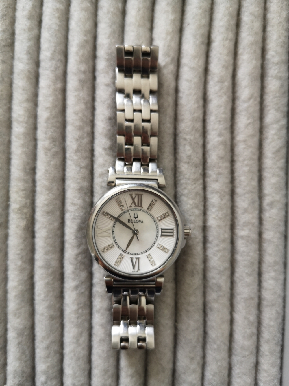 Bulova Silver Tone Women's Bracelet Watch with Roman Dial